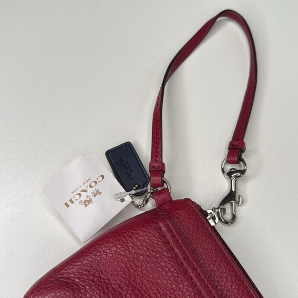 Coach pebbled leather medium wristlet crimson nwt prk lth F51683 NEW - Picture 4 of 15